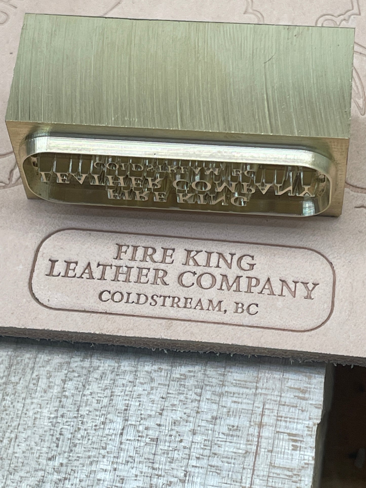 Custom leather stamp for fire king leather ￼ including hammering post ￼