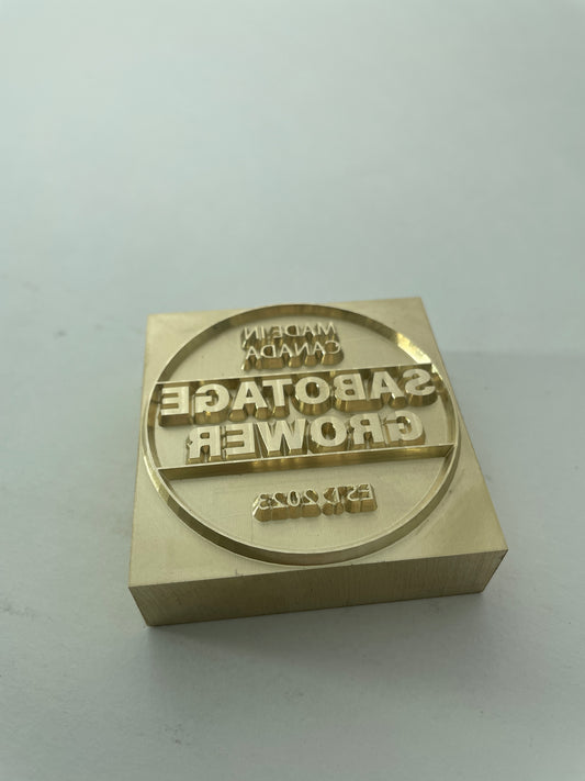 Custom made Brass Branding Stamp for  Sabotage with steel shaft and Hardwood handle